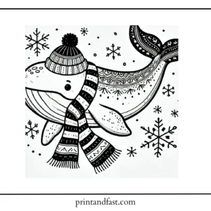 Winter whale coloring page 1