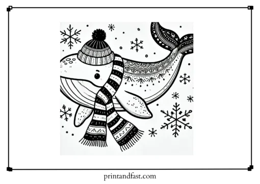 Winter whale coloring page 3