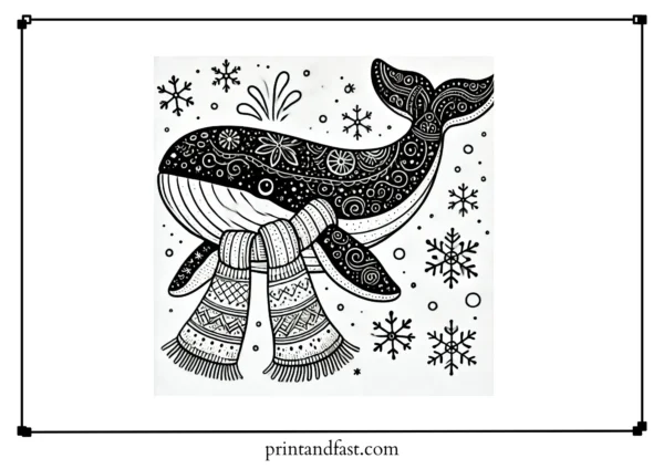 Winter whale coloring page 2 2