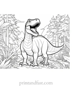 dinosaur coloring page forest