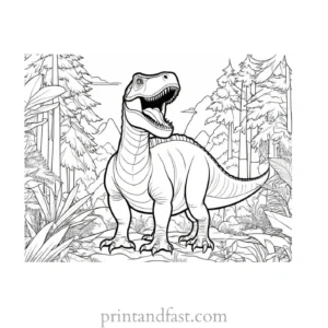 dinosaur coloring page forest