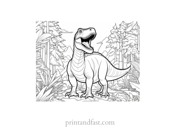 dinosaur coloring page forest