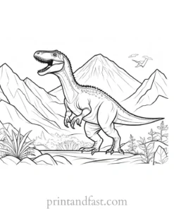 dinosaur coloring page mountain