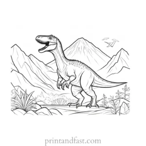 dinosaur coloring page mountain