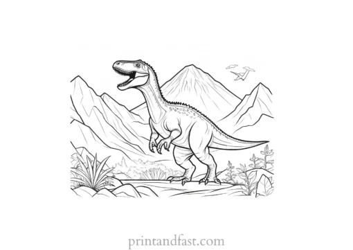 dinosaur coloring page mountain