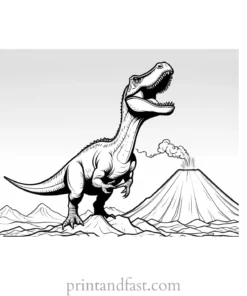 dinosaur coloring page volcano