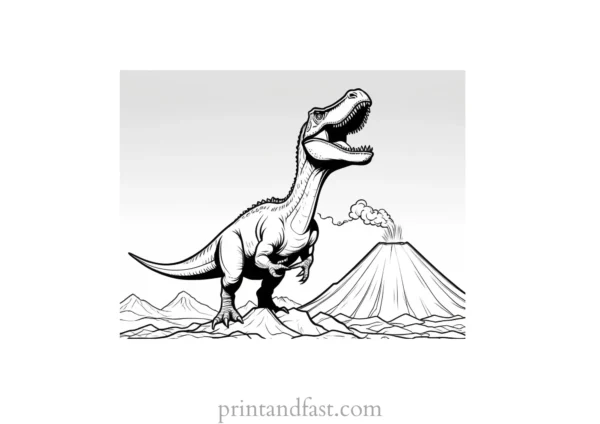 dinosaur coloring page volcano