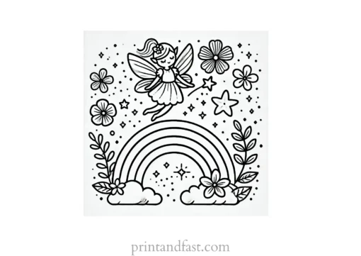 fairy rainbow coloring page