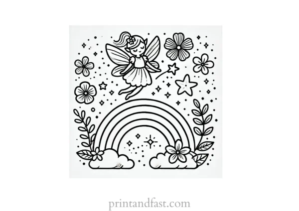 fairy rainbow coloring page