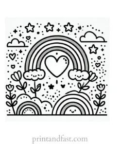 heart rainbow coloring page