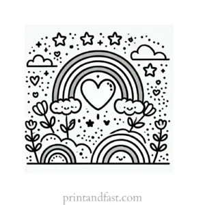 heart rainbow coloring page