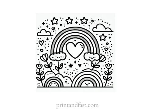 heart rainbow coloring page