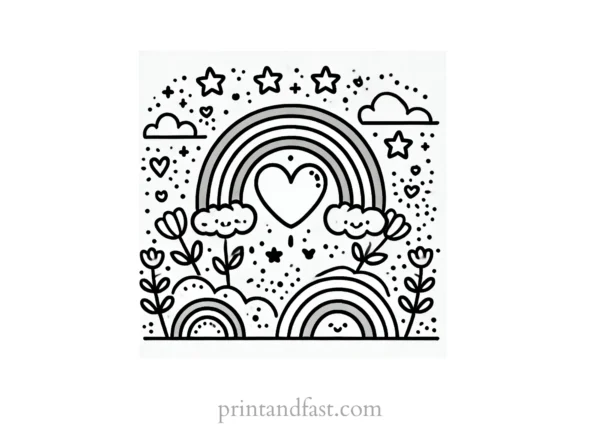 heart rainbow coloring page