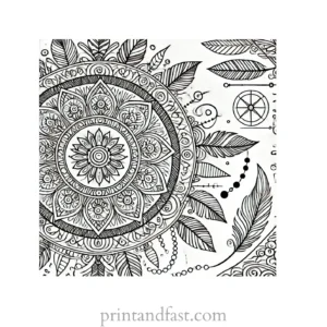 mandala coloring page bohemian