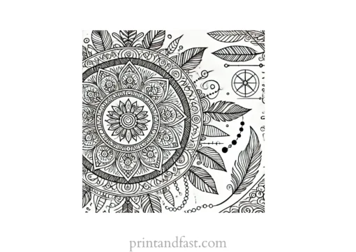 mandala coloring page bohemian