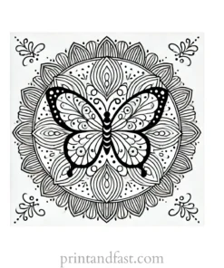 mandala coloring page butterfly