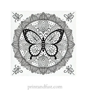 mandala coloring page butterfly