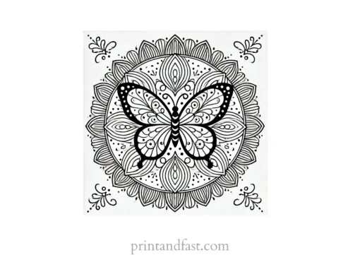 mandala coloring page butterfly