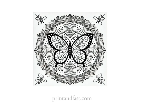 mandala coloring page butterfly