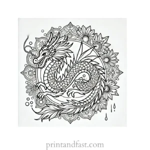 mandala coloring page dragon