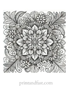 mandala coloring page floral