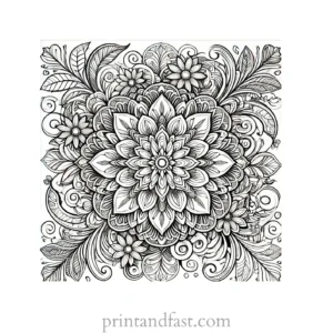 mandala coloring page floral