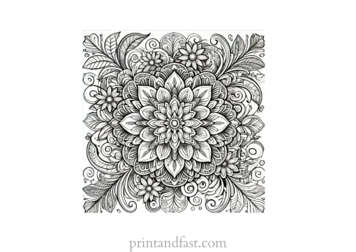 mandala coloring page floral