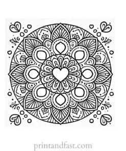 mandala coloring page heart