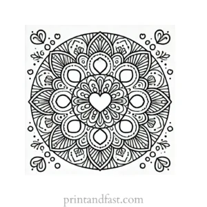 mandala coloring page heart