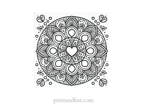 mandala coloring page heart