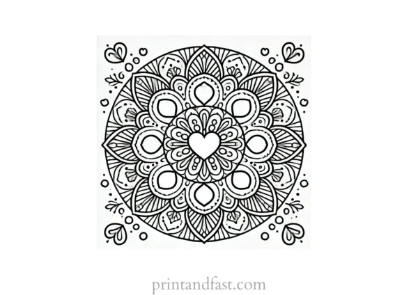 mandala coloring page heart