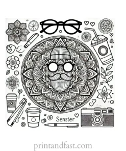 mandala coloring page hipster