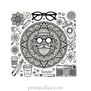 mandala coloring page hipster