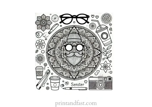 mandala coloring page hipster