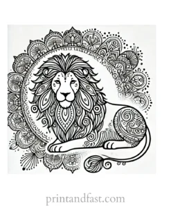 mandala coloring page lion