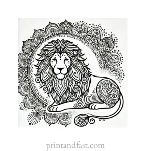 mandala coloring page lion