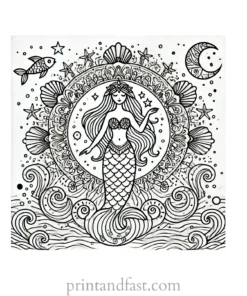 mandala coloring page mermaid