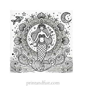 mandala coloring page mermaid