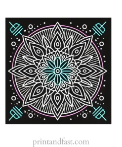 mandala coloring page neon