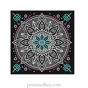 mandala coloring page neon