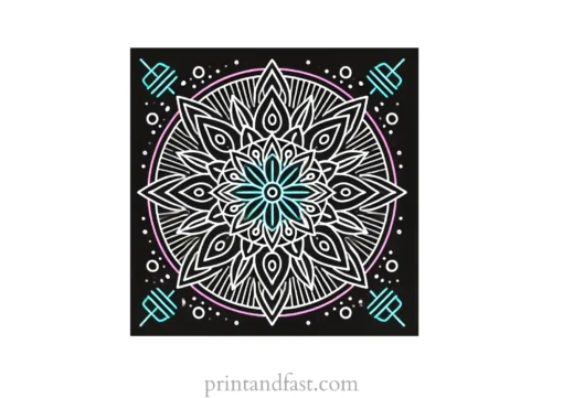 mandala coloring page neon