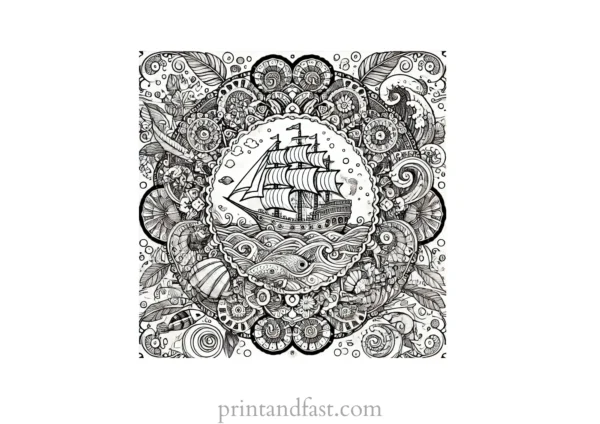 mandala coloring page ocean