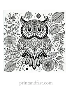 mandala coloring page owl