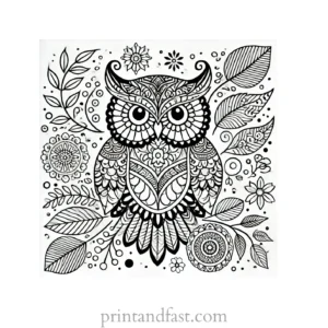 mandala coloring page owl