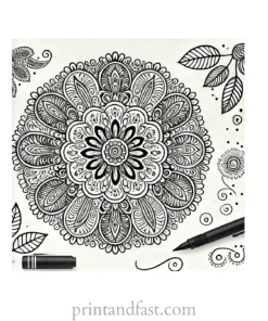 mandala coloring page paisley