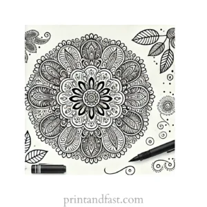 mandala coloring page paisley