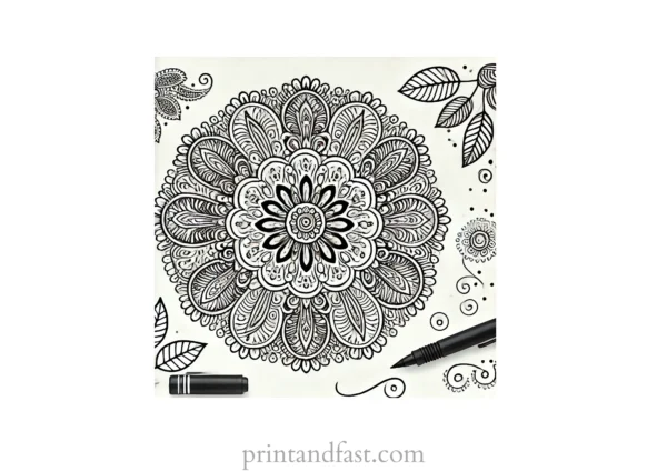 mandala coloring page paisley