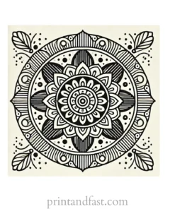 mandala coloring page retro