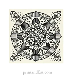 mandala coloring page retro