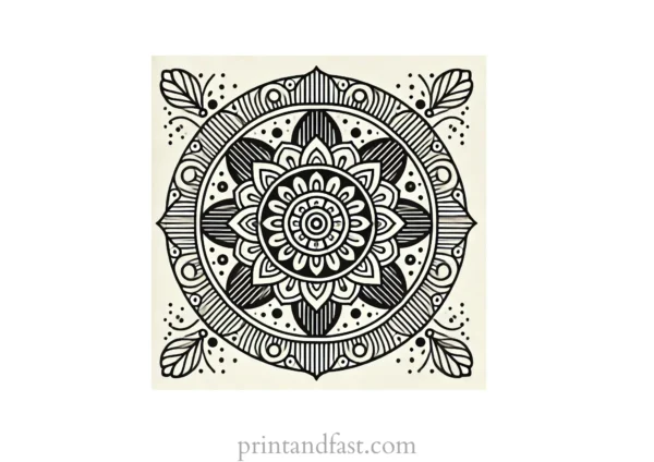 mandala coloring page retro